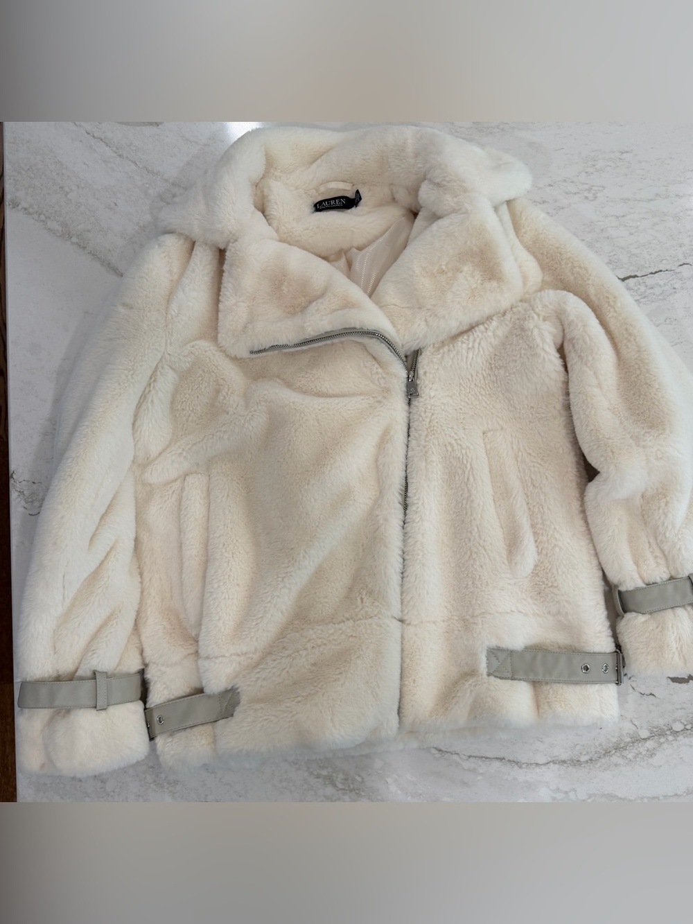 Ralph Lauren Cream Faux fur Zip Jacket - Picture 5 of 5
